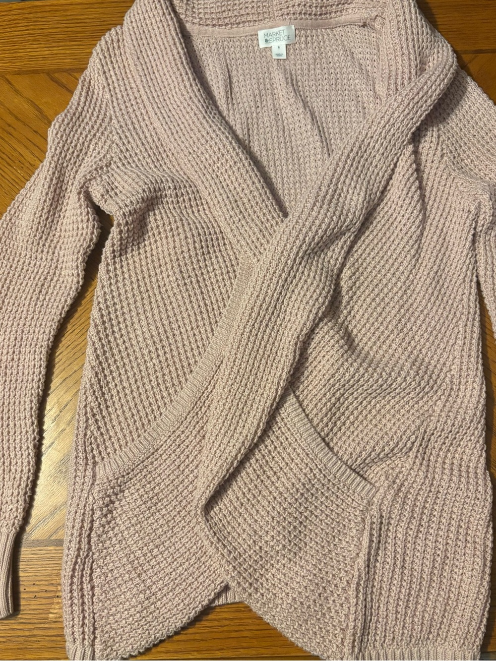 Market & Spruce Dusty Blush Knit Open-Front Cardigan